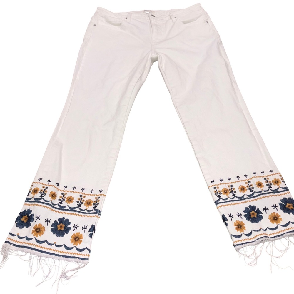 Embroidered Frayed Hem Colette Driftwood Cropped Jeans 12